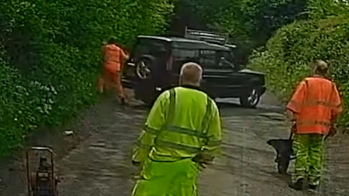 Land Rover driver rams council workman after ignoring road closure and sends him 'flying into a bush'